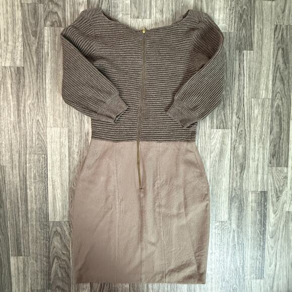Loeffler Randall Merino Wool Zip-Front Dress Size 2 Brown Sweater Knit - Picture 5 of 5